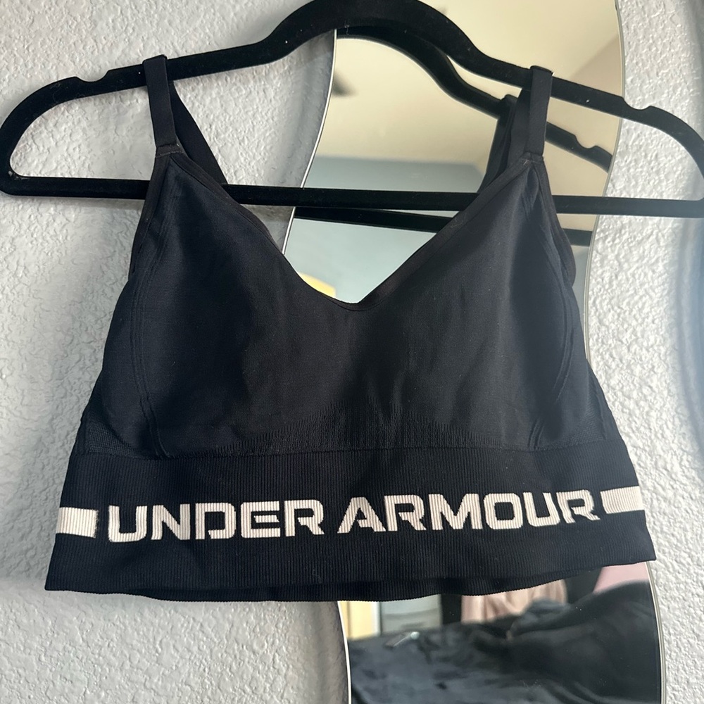 Under Armour Black Sports Bra with White Logo